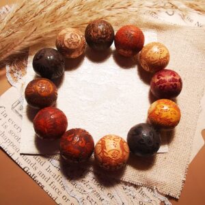 No.B2 - Sandalwood Carved Buddhist Beads 12 Zodiac Bracelet – Perfect for Street Photography & Everyday Styling