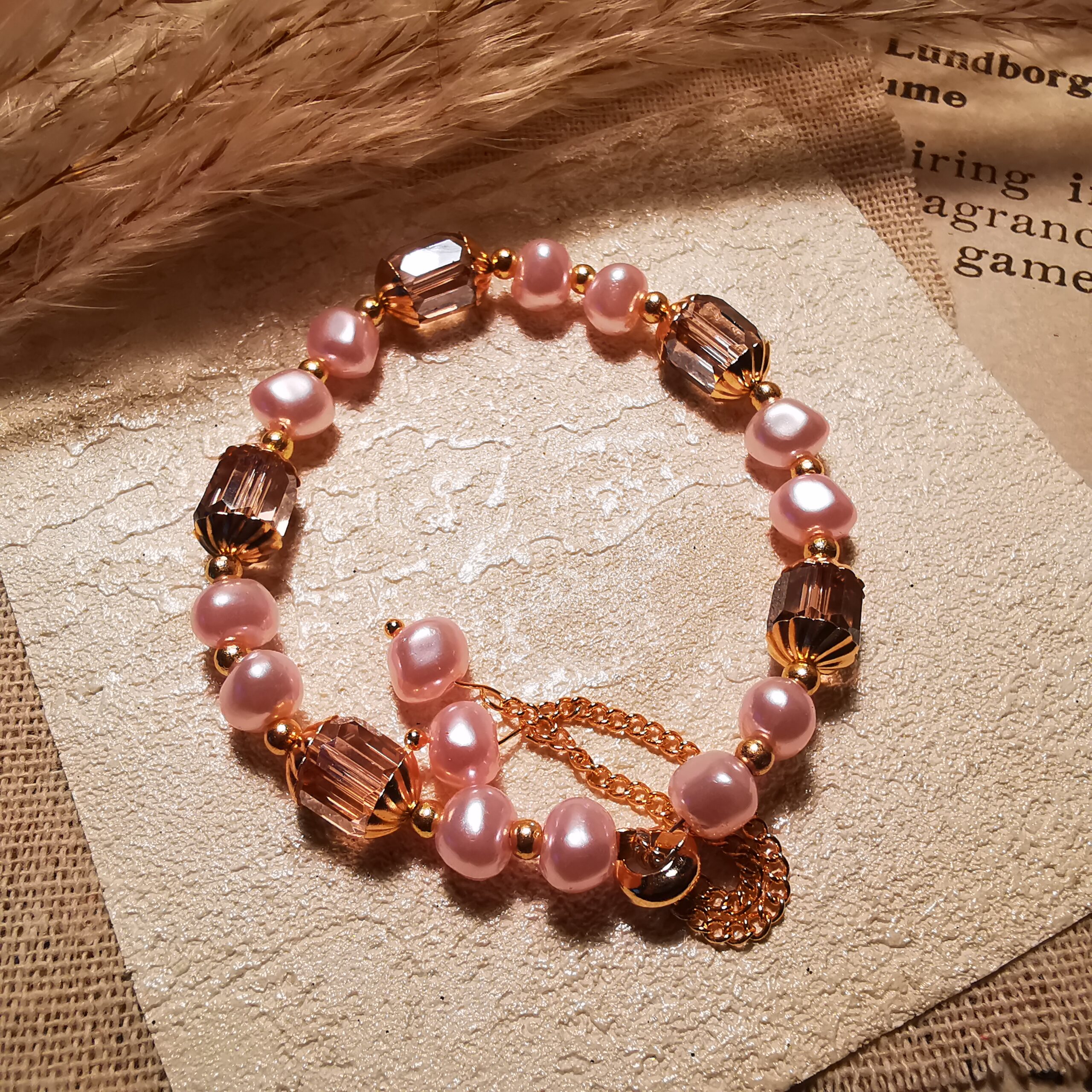 No.B6 - Baroque Imitation Pearl & Amethyst Bracelet – Perfect for Street Photography & Everyday Styling