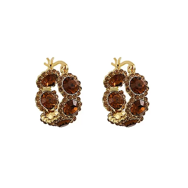 No.E1 - Vintage Brown Rad Crystal Earrings – Perfect for Street Photography & Everyday Styling