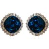 No.E4 - French Vintage 3D Square Blue Crystal Stud Earrings – Perfect for Street Photography & Everyday Styling