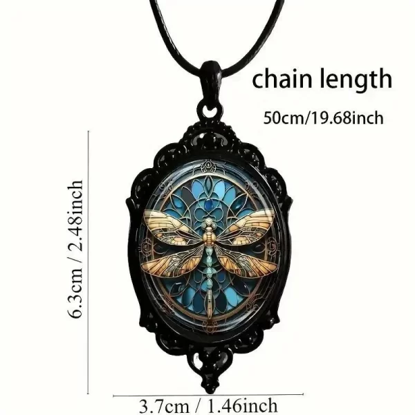 No.P1 - Gothic Dragonfly Black-framed Glass Pendant – Perfect for Street Photography & Everyday Styling