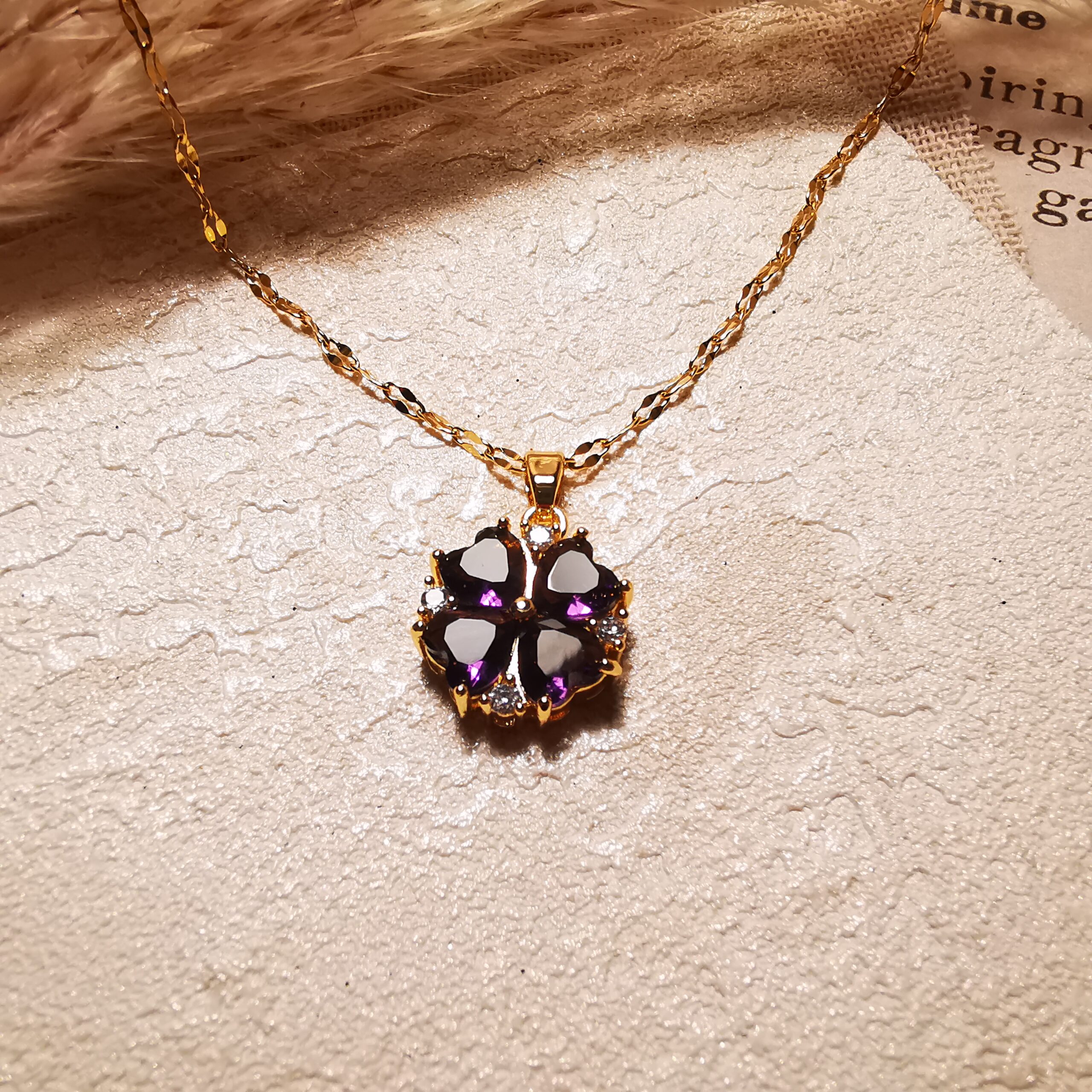 No.P9 - Purple Zircon Flower Pendant – Perfect for Street Photoaphy & Everyday Styling