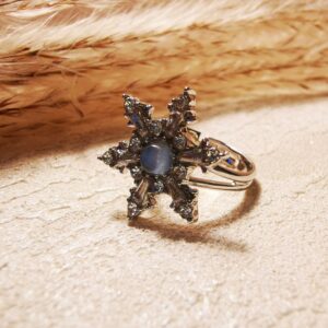 No.R25 - Blue Zircon Snowflake Ring – Perfect for Street Photography & Everyday Styling
