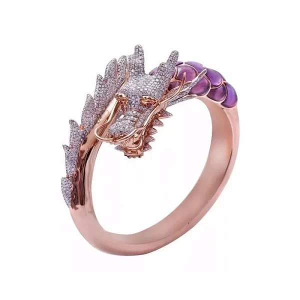 No.R35 - Bold Dragon Head Diamond-encrusted Fortune Ring – Perfect for Street Photography & Everyday Styling
