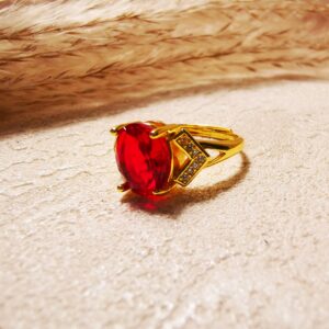 No.R43 - Rose Gold Inlaid Red Zircon and Diamond Ring – Perfect for Street Photography & Everyday Styling
