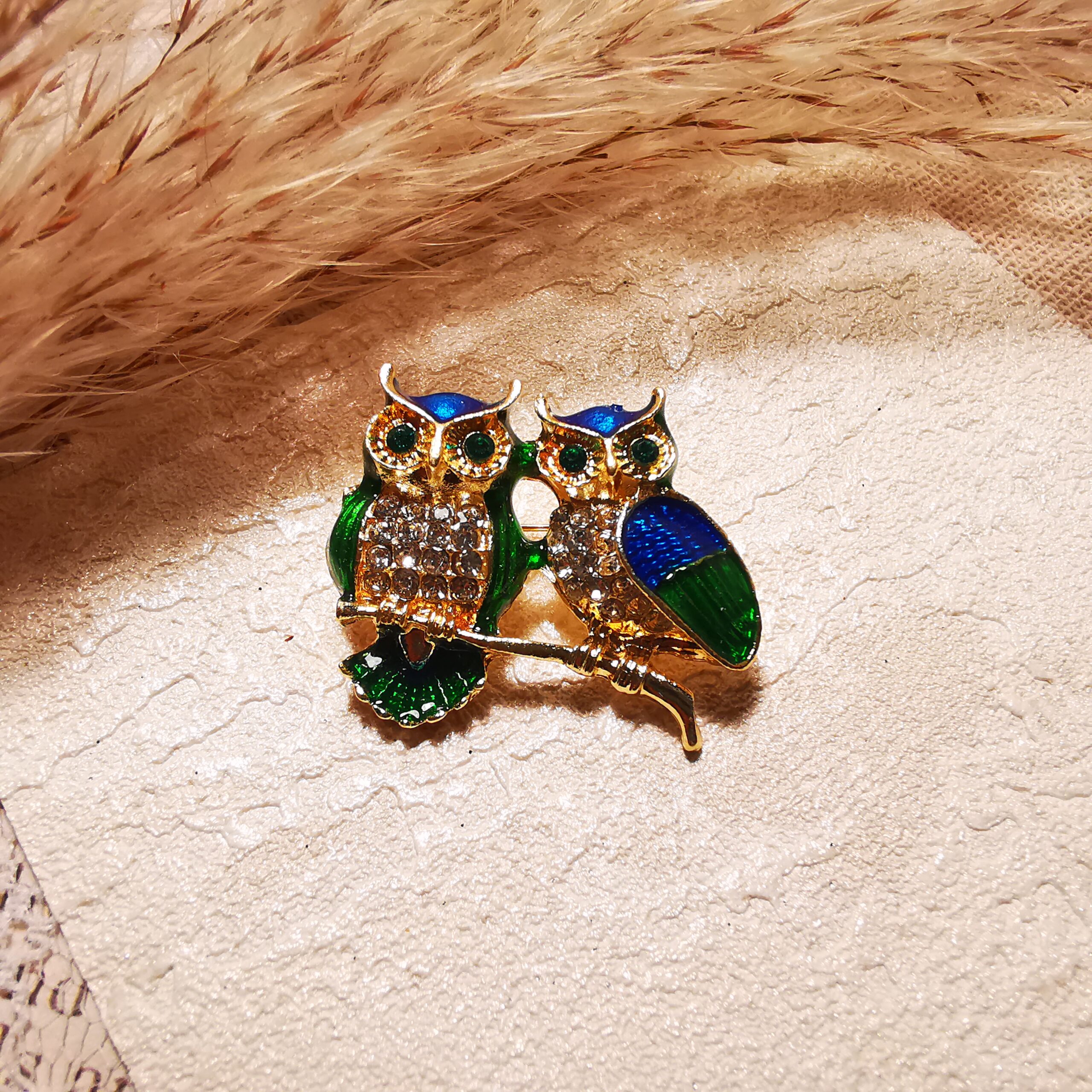 No.S4 - Creative Cute Cartoon Double Owl Brooch – Perfect for Street Photoaphy & Everyday Styling